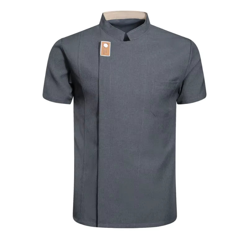 2024 New Men Women Chef Jacket Short Sleeve Cook Shirt Bakery Restaurant Waiter Uniform Top