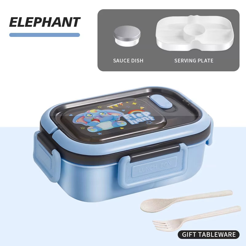 1200ML Double Layer Lunch Box Portable Compartment Salah Fruit Food Box Microwave Lunch Fork and Spoon Picnic Fresh Box