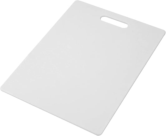 Large Cutting Board, Dishwasher- Safe Plastic Chopping Board for Kitchen with Easy Grip Handle, 11-Inch by 14-Inch, White