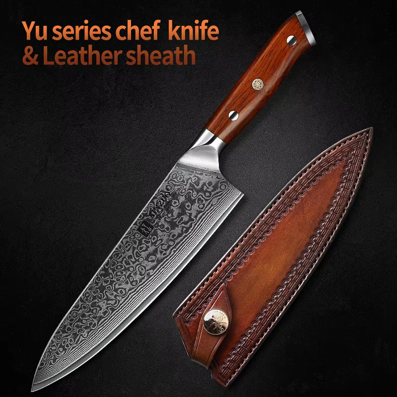 8.5 Inch Chef Knives High Carbon Chinese VG10 67 Layer Damascus Kitchen Knife Stainless Steel Gyuto Knife Rosewood Handle