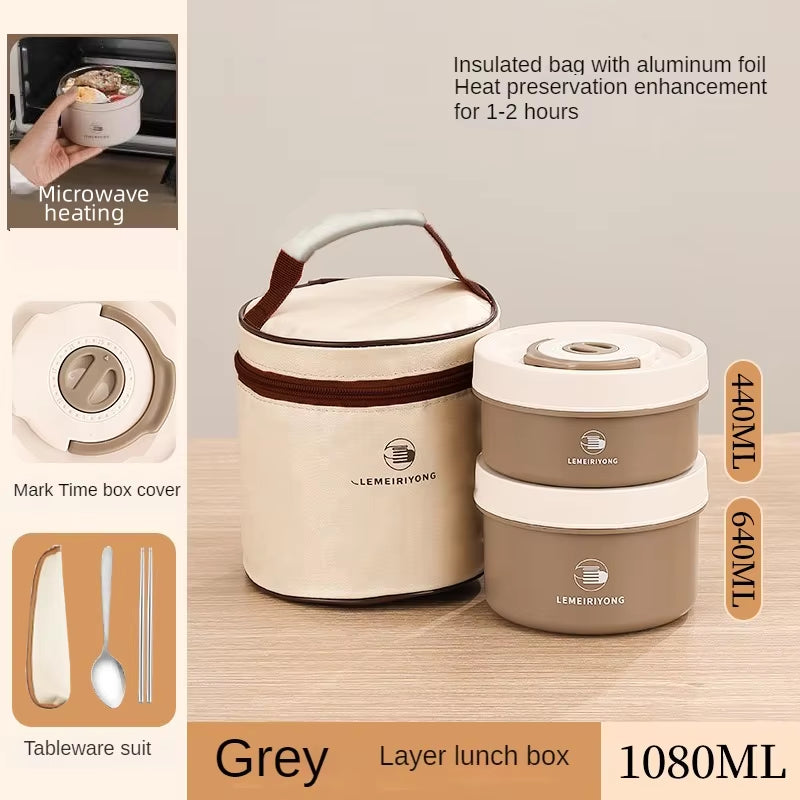 Lunch Box Portable Insulated Lunch Container Set Stackable Bento Stainless Steel Lunch Container