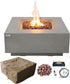 AMS Fireplace | Brooklyn 40"X40" Square Concrete Natural Gas Fire Pit Table | Dark Gray | Travertine (Coarse) Texture Surface | Outdoor Patio Heater Electronic Ignition outside Backyard Fireplace