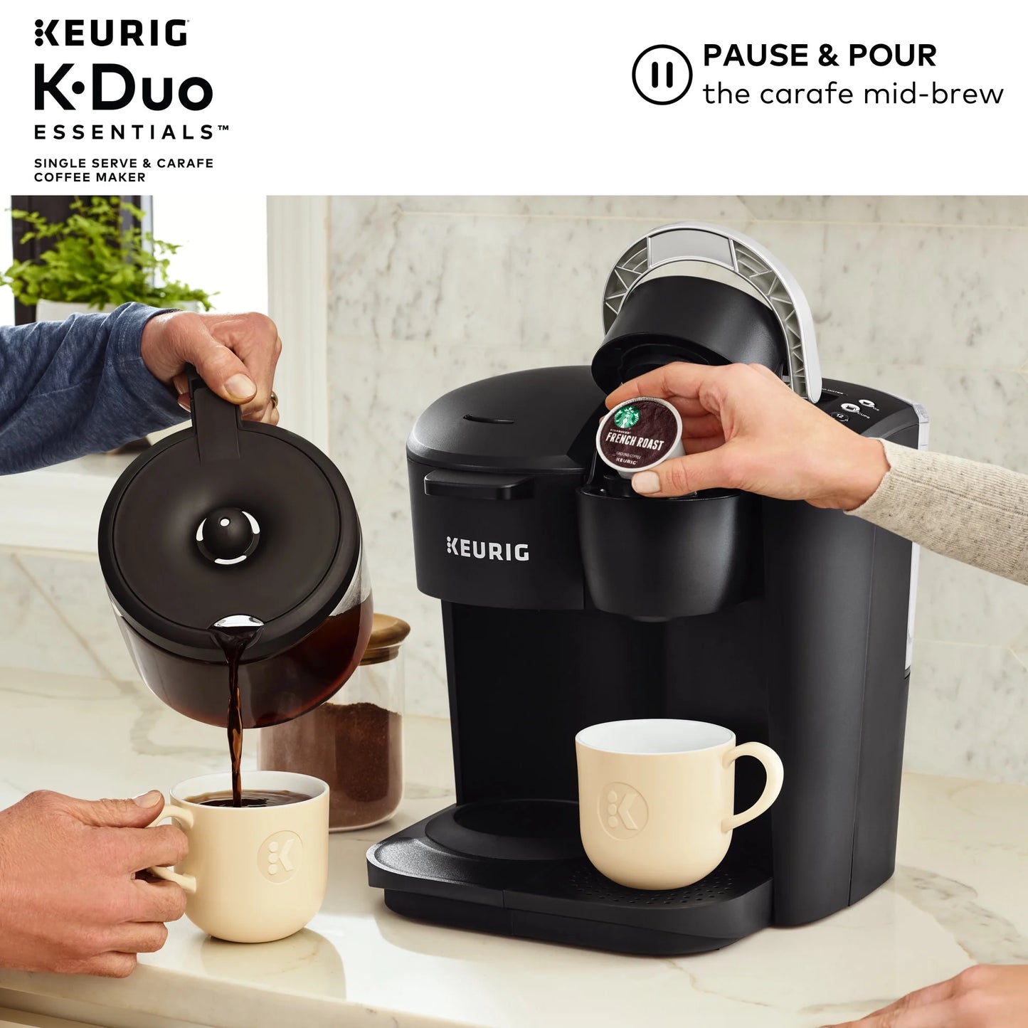 K-Duo Essentials Black Single-Serve K-Cup Pod Coffee Maker