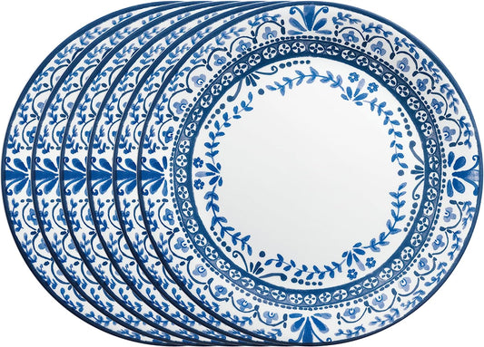 Vitrelle 6 PIECE Dinner Plates Set, Triple Layer Glass and Chip Resistant, Lightweight round Plates, Portofino