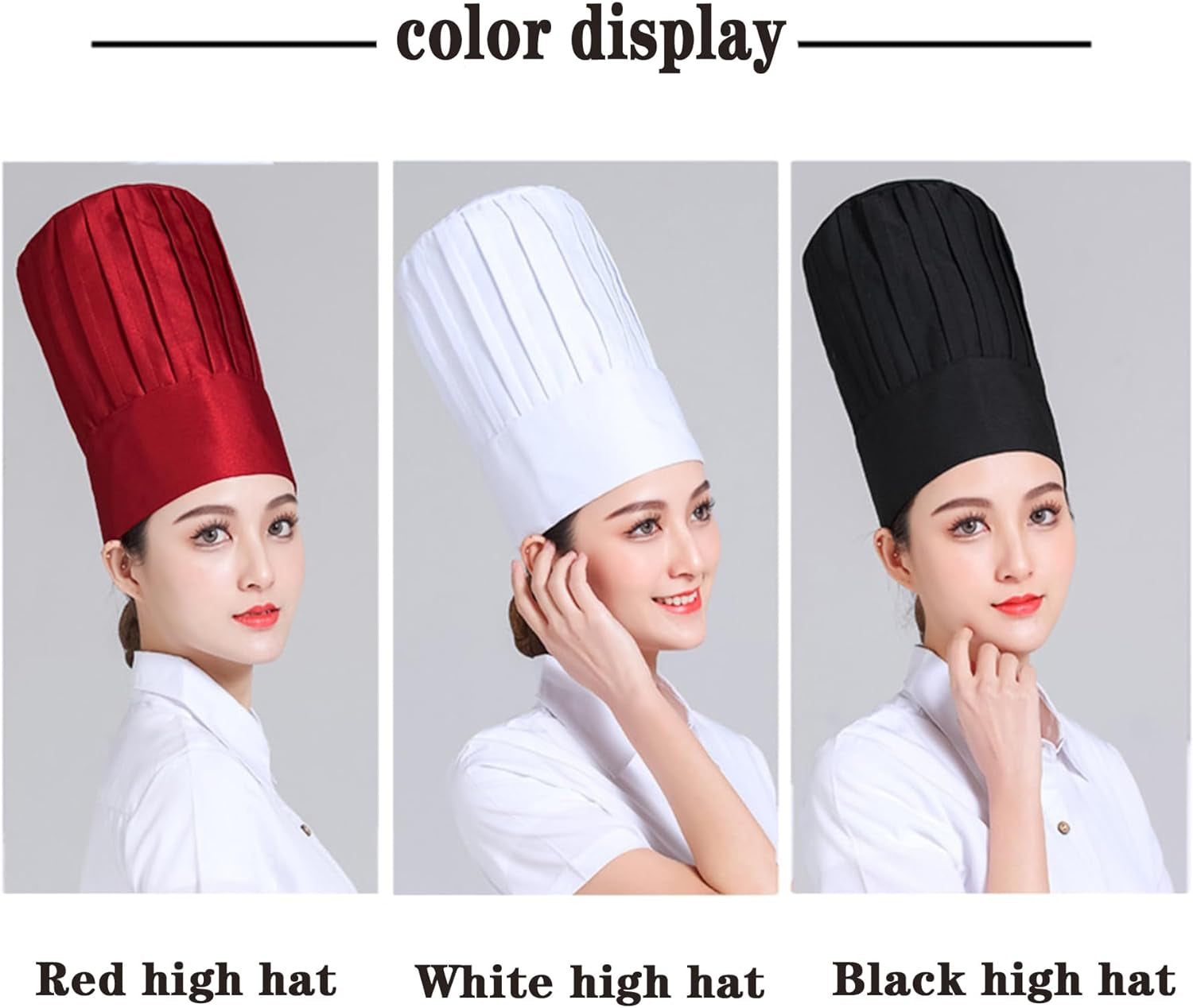 Chef Hat for Men Women Adults,Elastic Band Adjustable Cotton Chefs Hat Hibachi Chef Works Hats White Black Chef Cap Cook Hat