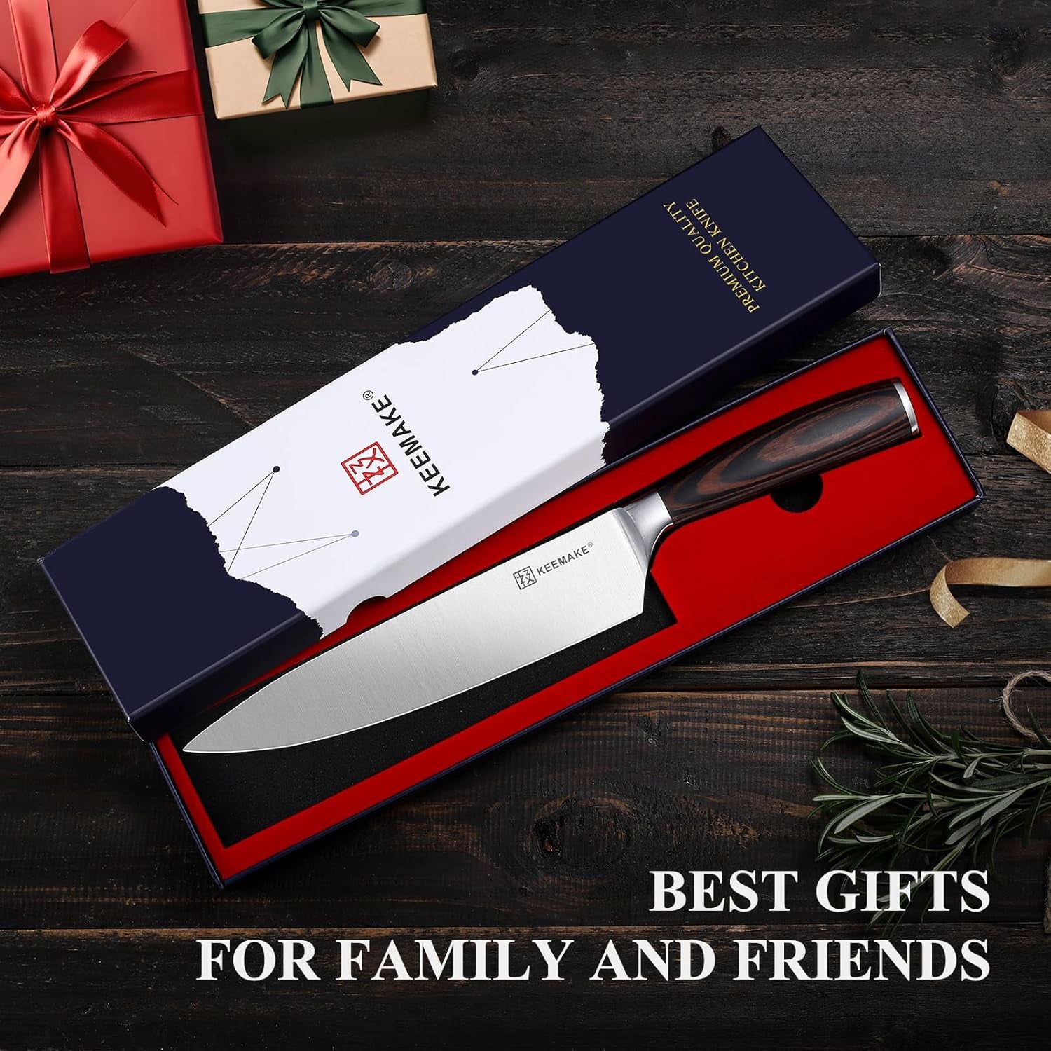 Chef Knife 8 Inch - Sharp Kitchen Knife High Carbon Stainless Steel Blade, Gyuto Knife Ergonomic Wood Handle, Professional Chef’S Knife for Home Kitchen and Restaurant