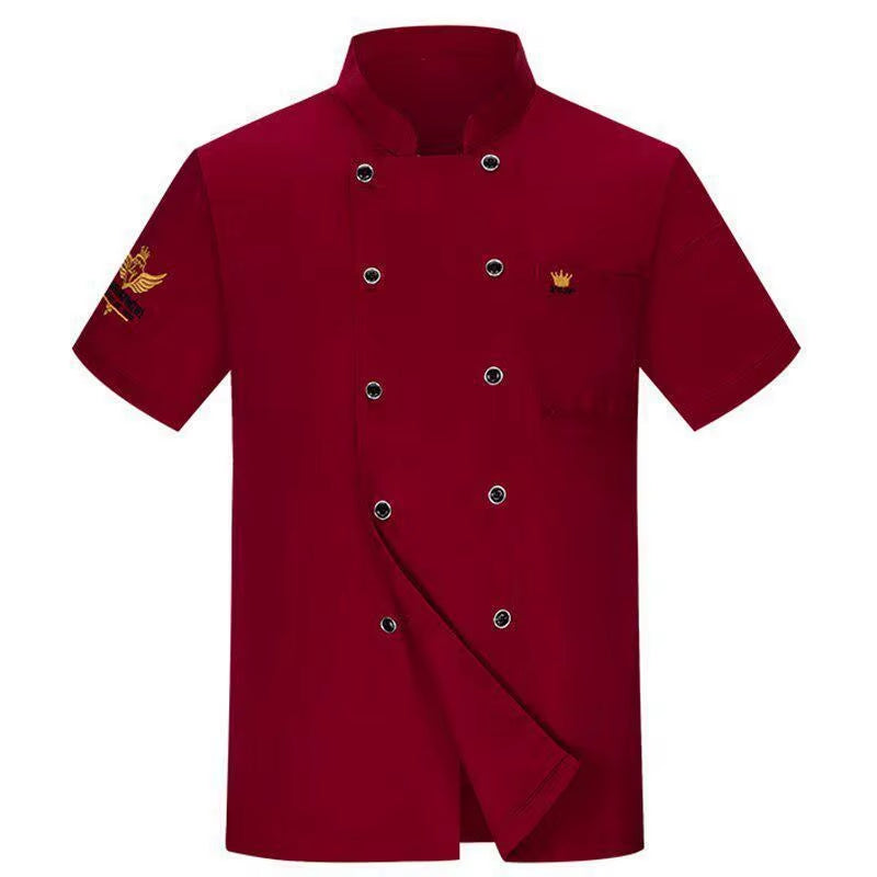 Chef Jacket for Men Women Cook Jacket Short Sleeve Restaurant Kitchen Work Uniform