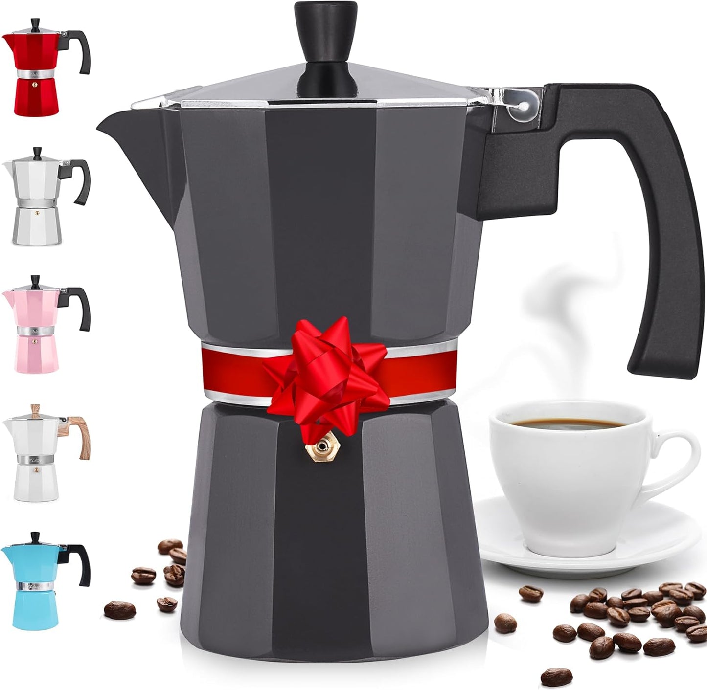 Zulay Premium Moka Pot Espresso - Leak-Proof Stovetop Espresso Maker - Perfect for Authentic Cuban & Italian Style Espresso - Makes 3 Espresso Cups - Silver