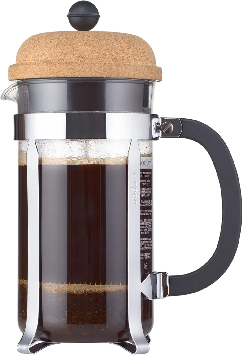 34Oz Chambord French Press Coffee Maker, High-Heat Borosilicate Glass, Polished Stainless Steel – Made in Portugal