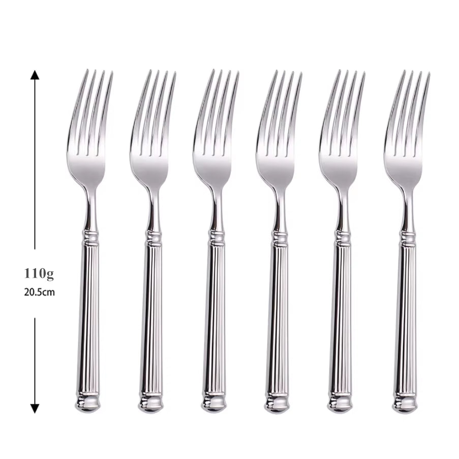 Europe Silver Luxury Fashion Cutlery Set 18/10 Stainless Steel Creativity Gift Roman Column Flatware 304 Drop Shipping