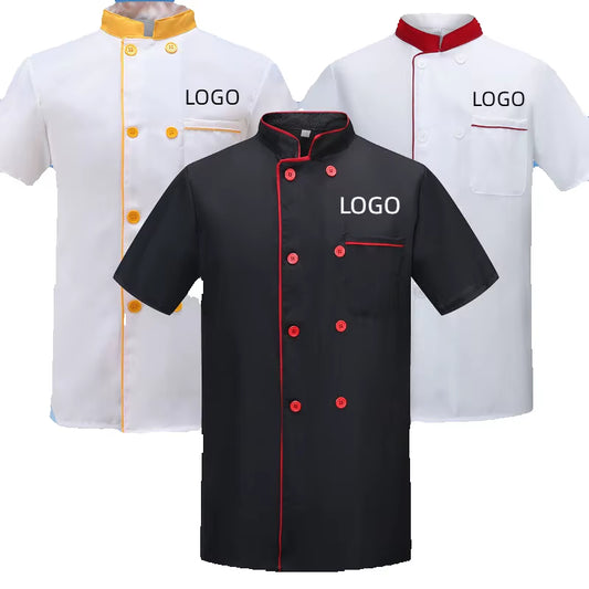 Chef Uniform Jacket Custom Embroidery Print Logo Cooking Clothes Kitchen Shirt Service Hotel Fast Food Hot Pot Cake Shop Coat