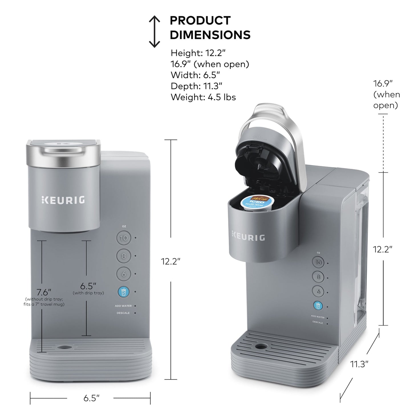 K-Iced Essentials, Gray Iced and Hot Single-Serve K-Cup Pod Coffee Maker, Reusable Tumbler Included