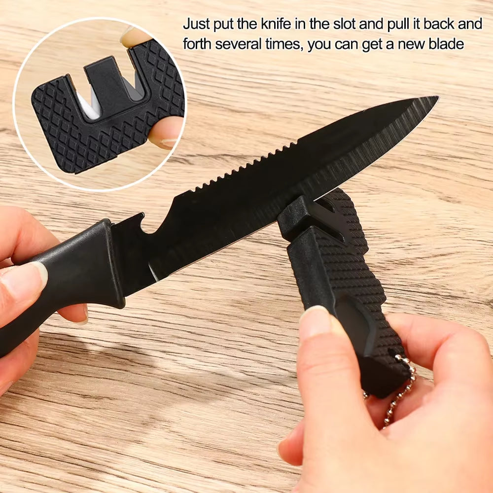 Ceramic Multipurpose Keychain Carbide Knife Pocket Tool Scissor Sharpen Fish Sharpener for Kitchen Accessories