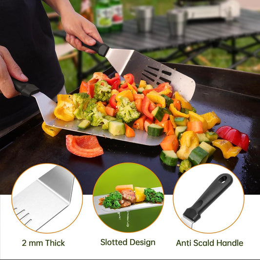 22PCS Griddle Accessories Kit, Flat Top Grill Accessories Set for Blackstone and Camp Chef, Grill Spatula Set with Enlarged Spatulas, Basting Cover, Scraper,Silicone Grill Mat for Outdoor BBQ