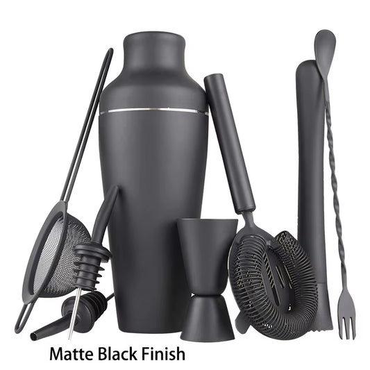 Cocktail Set, Cocktail Making Set, Parisian Matte Black 9 Piece Stainless Steel Cocktail Shaker Set, Bar Tool