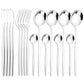 16Pcs Mirror Gold Dinnerware Set Stainless Steel Cutlery Set Fork Knife Coffee Spoon Tableware Silverware Kitchen Flatware Set