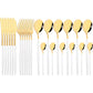 Mirror 24 Pcs Gold Cutlery Sets Kitchen Tableware Stainless Steel Knife Forks Spoons Silverware Home Flatware Set Dinnerware Set