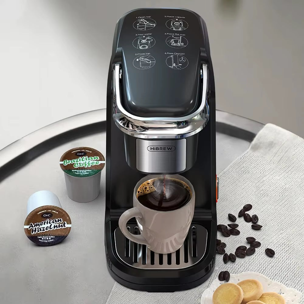 Filter Coffee Machine Brewer for K-Cup Capsule& Ground Coffee, Tea Maker Hot Water Dispenser Single Serve Coffee Maker