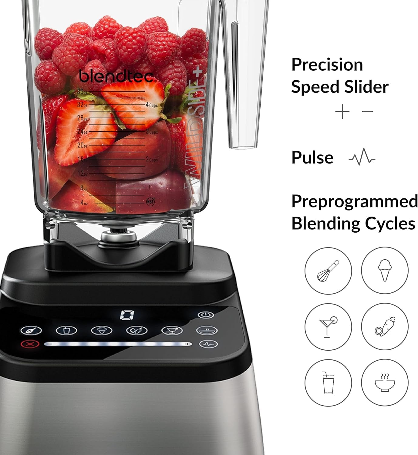 Original Designer Series Blender and 90 Oz Wildside+ Jar - Kitchen Blender Bundle - Black