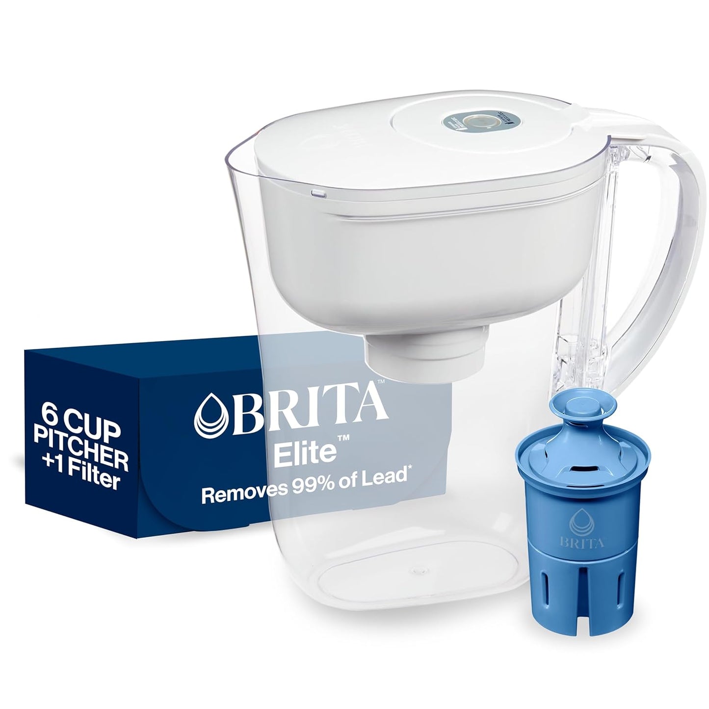 Metro Water Filter Pitcher with Smartlight Filter Change Indicator, Bpa-Free, Replaces 1,800 Plastic Water Bottles a Year, Lasts Two Months, Includes 1 Filter, Small - 6-Cup Capacity, White