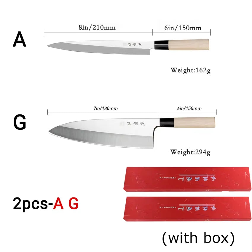 Professional Japanese Sashimi Knife Sushi Chef Knives Salmon Slicing Raw Meat Butcher Cleaver Stainless Steel Filleting Knife