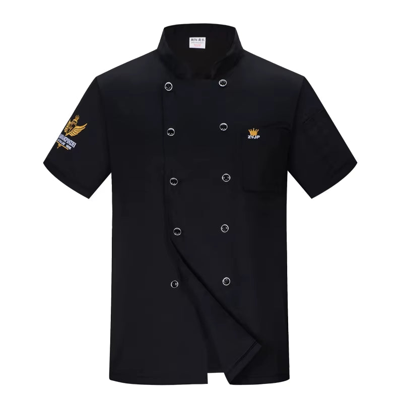 Chef Jacket for Men Women Cook Jacket Short Sleeve Restaurant Kitchen Work Uniform