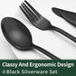 Black Silverware Set with Steak Knives, Flatware Set for 4, Food-Grade Tableware, Cutlery Set, Mirror Finished Utensil Sets