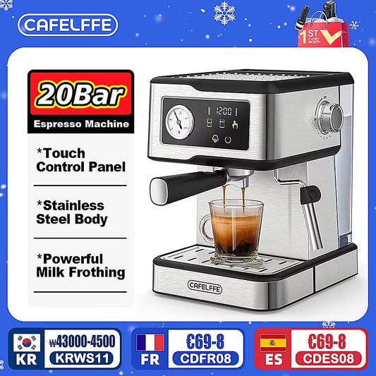 Espresso Machine 20Bar,Cappuccino Maker with Milk Frother Steam Wand,Coffee Maker,Semi-Automatic Cafetera Present,Gift