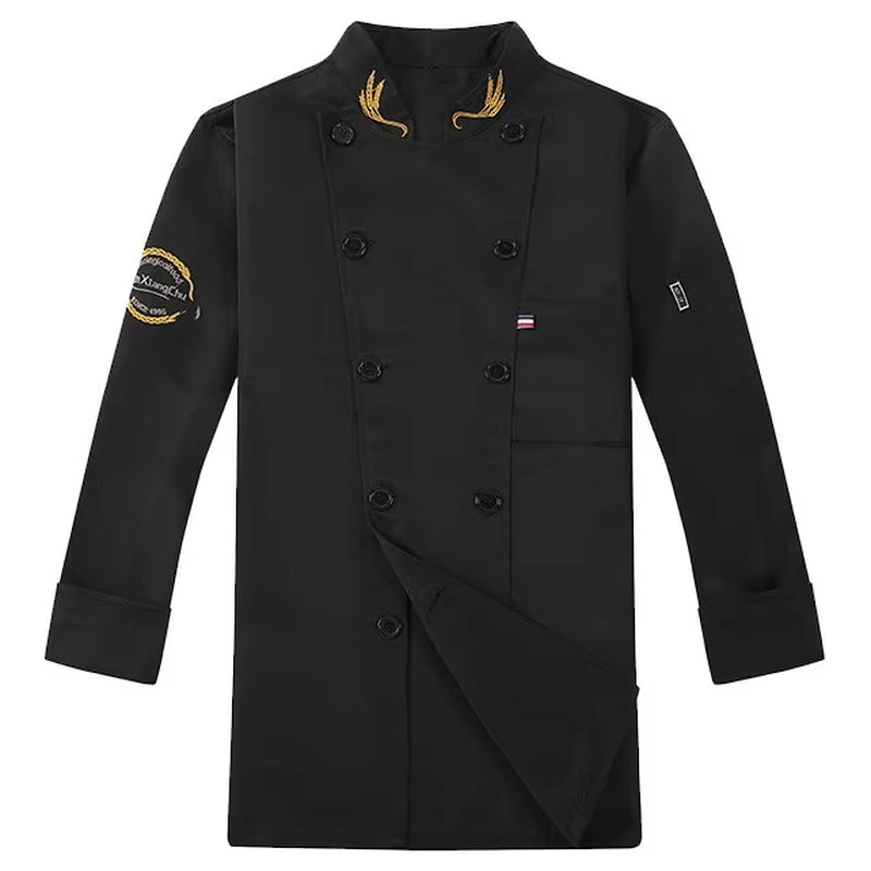 Unisex Chef Jacket Men and Women Short/Long Sleeve Cook Shirts Ear of Wheat Embroidery Restaurant Hotel Uniform