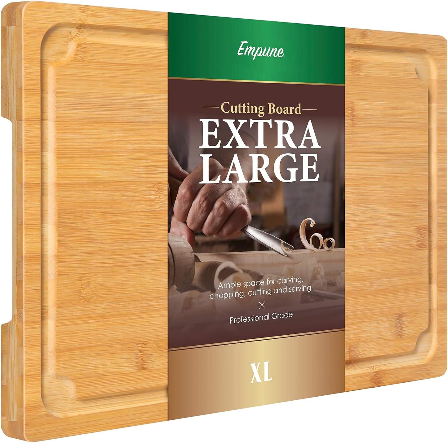 Extra Large Cutting Board, 17.6" Bamboo Cutting Boards for Kitchen with Juice Groove and Handles Kitchen Chopping Board for Meat Cheese Board Heavy Duty Serving Tray, XL,