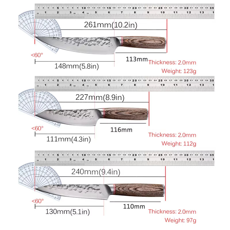 Professional Kitchen Knives Meat Cleaver Butcher Knife Forged Hammer Boning Knife Paring Stainless Steel Slicing Cooking Knives