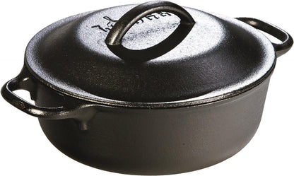 Pre-Seasoned Cast Iron Double Dutch Oven with Loop Handles, 5 Qt