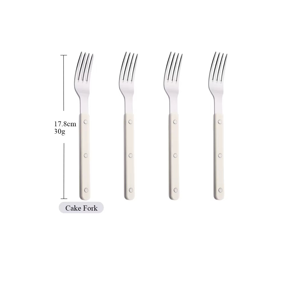 4/16Pcs Acrylic Handle Knife Fork Set Stainless Steels Dinner Cutlery Set Green Silver Western Dinnerware Home Kitchen Flatware