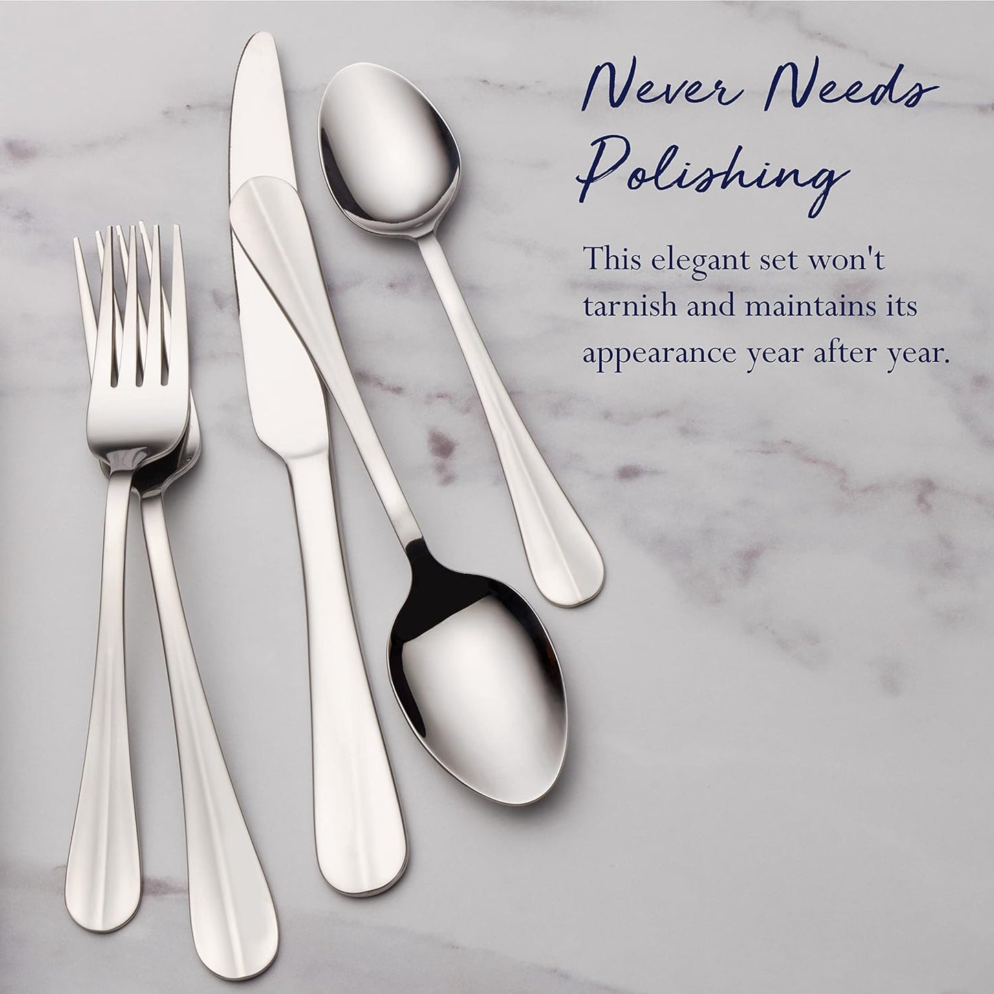 Everyday Simplicity 53-Piece Stainless Steel Flatware Set, Service for 8