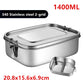 304 Stainless Steel Square Lunch Box Sealed Insulation Bento Box Student Lunch Box Canteen Large Capacity Compartment Lunch Box