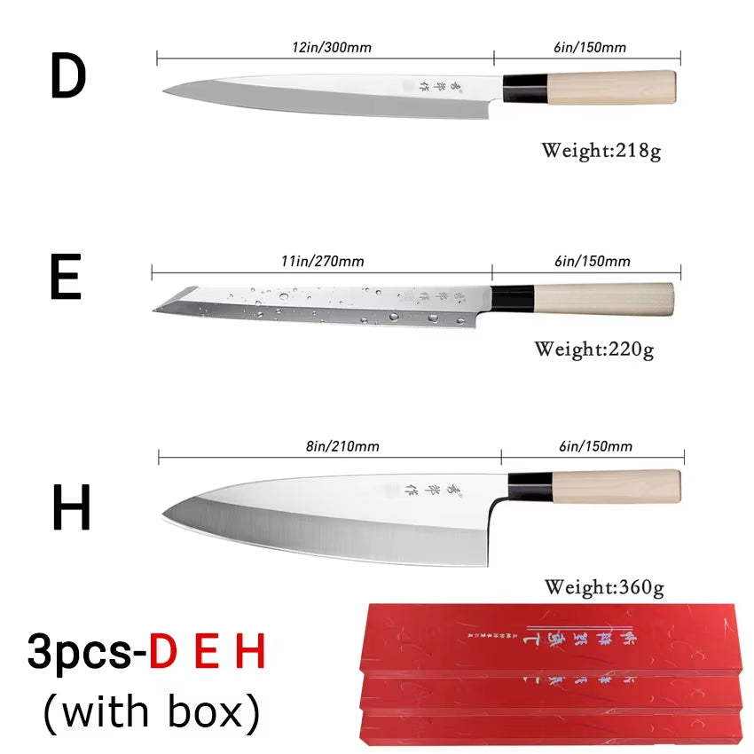 Professional Japanese Sashimi Knife Sushi Chef Knives Salmon Slicing Raw Meat Butcher Cleaver Stainless Steel Filleting Knife