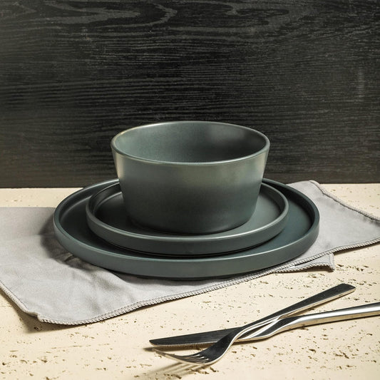 32 Piece Stoneware Dinnerware Set, Service for 8, Gray Matte