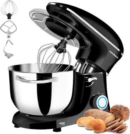 Stand Mixer, 6Qt Electric Food Mixer, 660W 6-Speeds Tilt-Head Dough Mixers with Dishwasher-Safe Dough Hook, Wire Whip & Beater for Daily Use, Black