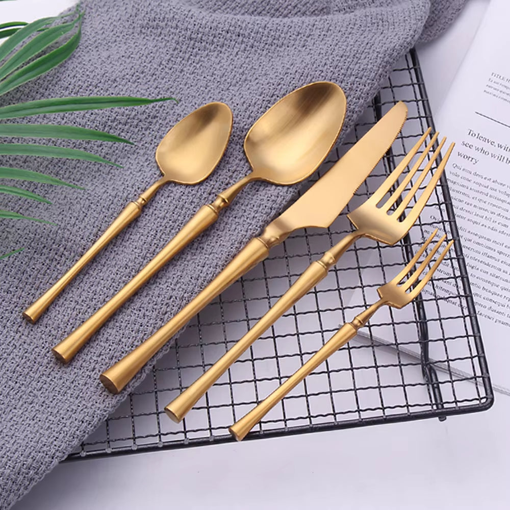 10/15/20/25/30Pcs Gold Tableware Dinnerware Stainless Steel Cutlery Set Sliver Knife Fork Spoon Set Kitchen Utensils Flateware