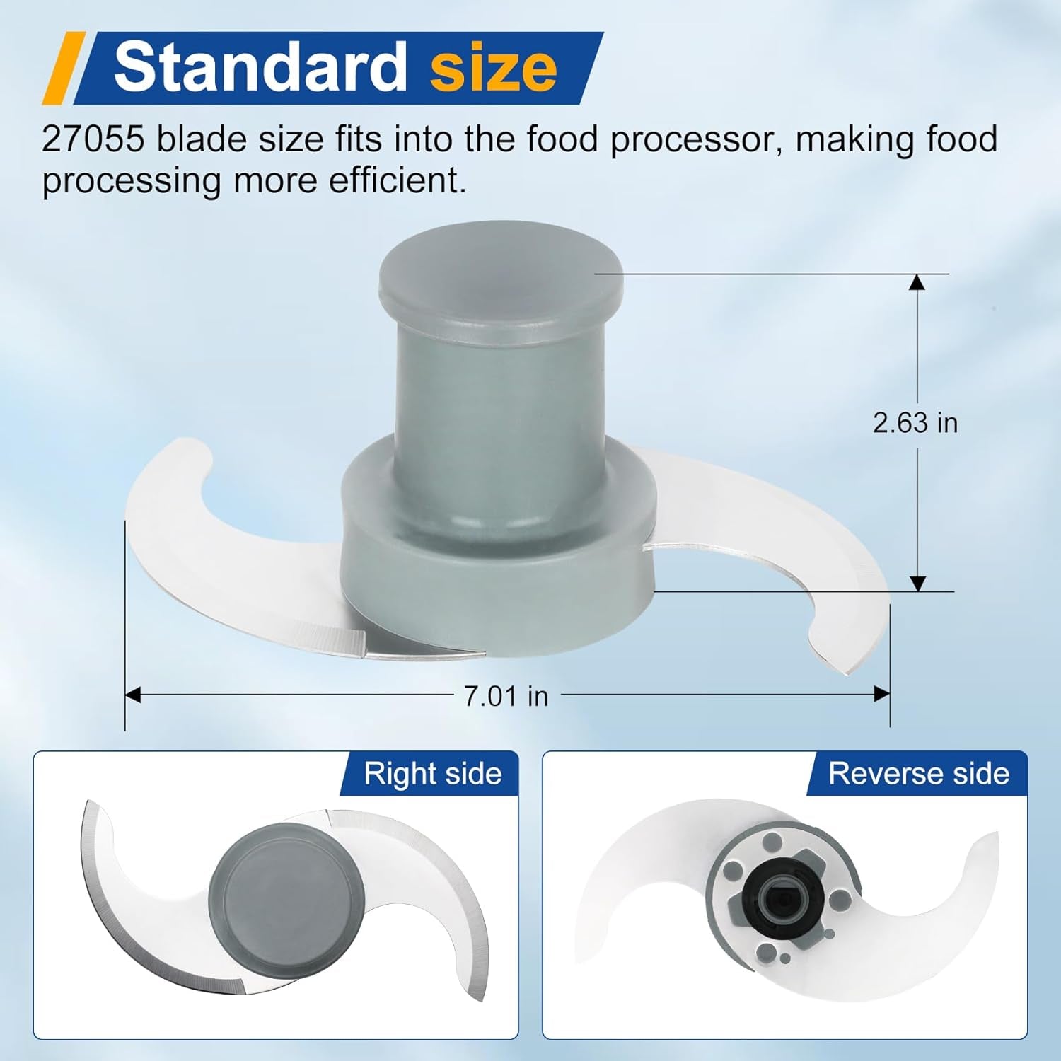 27055 S Smooth Blade Compatible with Robot Coupe Commercial Food Processor, Replacement for R101, R2, R2N, R2B, R2U, R301, R401，Stainless Steel Blade with Pitch, 1 Year Warranty