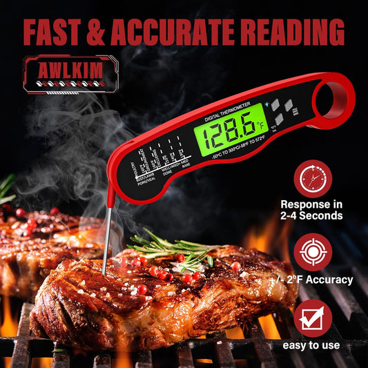 Digital Meat Thermometer for Cooking - Waterproof Kitchen Thermometer with Backlight and Hold, Fast Instant Read Food Thermometer, Candy Making, outside Grill, Stocking Stuffers for Adult Men