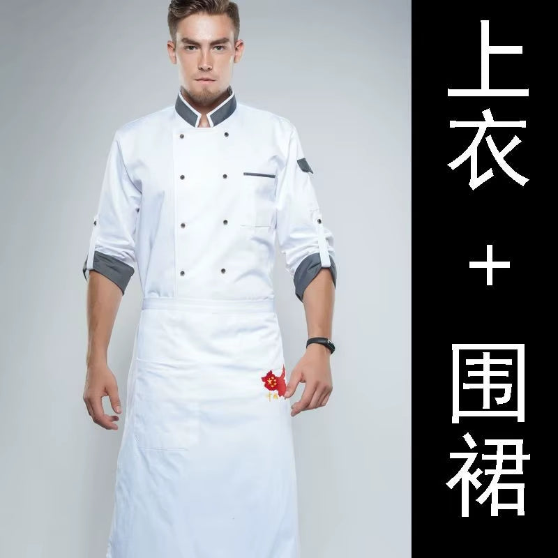 Adjustable Chef Jacket Long Sleeve Chef Uniform Men Unisex Cook Coat Restaurant Hotel Kitchen Wear Waiter Work Clothes Free Logo