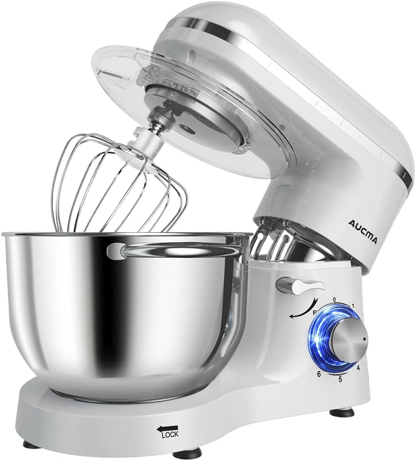 Stand Mixer,6.5-Qt 660W 6-Speed Tilt-Head Food Mixer, Kitchen Electric Mixer with Dough Hook, Wire Whip & Beater (6.5QT, Black)