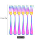 6/30Pcs Rainbow Dinnerware Stainless Steel Cutlery Set Knife Cake Fork Spoon Dinner Flatware Set Kitchen Silverware Tableware