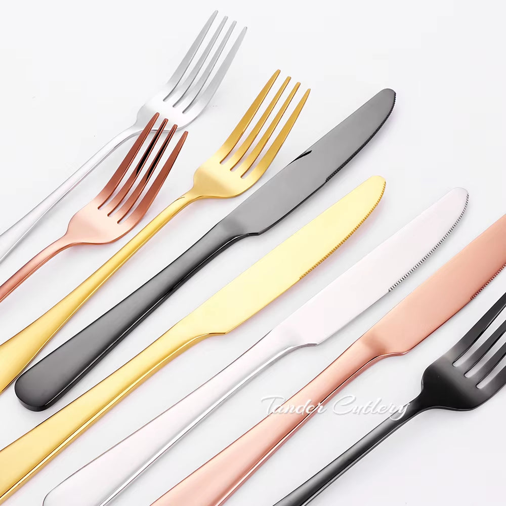 8/12/16/20Pcs Gold Cutlery Black Dinner Set Stainless Steel Tableware Mirror Western Knife Fork Spoon Sliver Kitchen Utensils