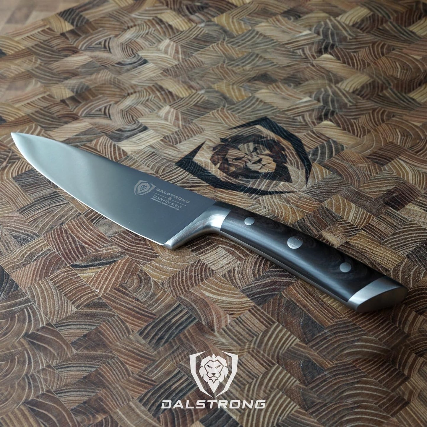 Chef Knife - 8 Inch Blade - Gladiator Series - ABS Faux Wood Handle - Forged High Carbon German Steel - Razor Sharp Kitchen Knife - Professional Full Tang Knives - Sheath - NSF Certified