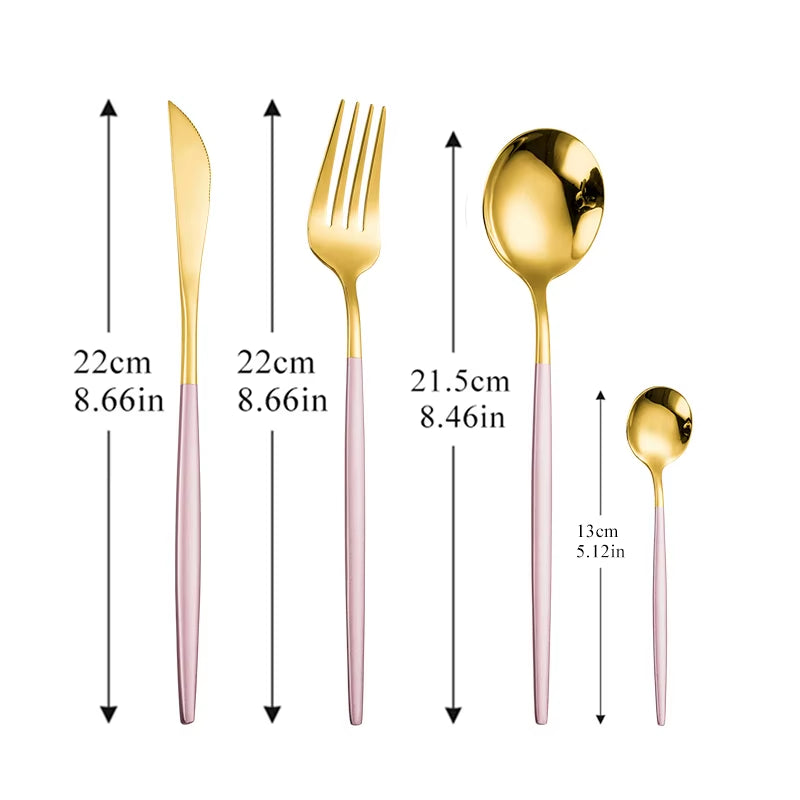 Dinnerware Rainbow Silverware Cutlery Set 304 Stainless Steel Fork Spoon Knife Luxury Flatware Home Kitchen Dinner Set Drop Ship