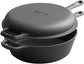 2-In-1 Pre-Seasoned Cast Iron Dutch Oven Pot with Skillet Lid Cooking Pan, Cast Iron Skillet Cookware Pan Set with Dual Handles Indoor Outdoor for Bread, Frying, Baking, Camping, BBQ, 5QT