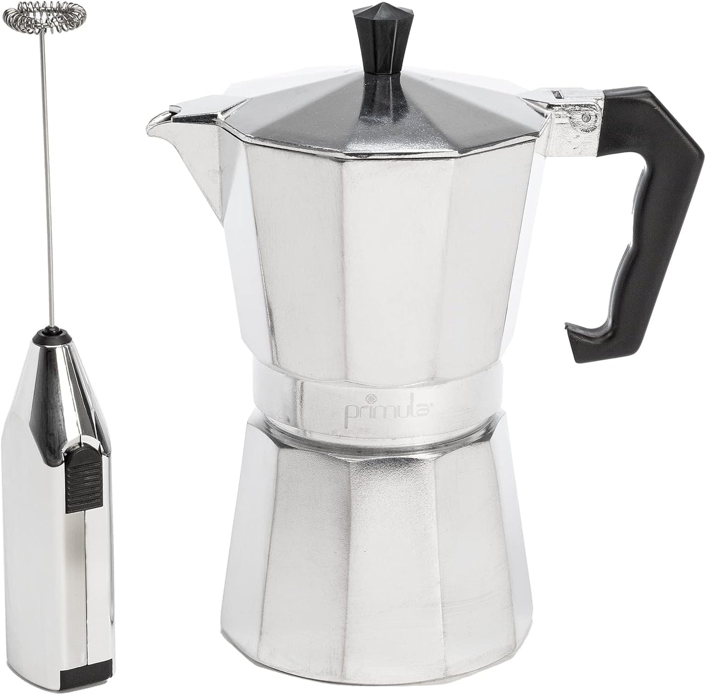 Classic Stovetop Espresso and Coffee Maker, Moka Pot for Italian and Cuban Café Brewing, Greca Coffee Maker, Cafeteras, 6 Espresso Cups, Silver