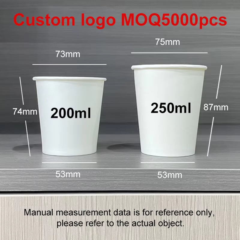 100Pcs Disposable Paper Cups 200Ml 250Ml Drinking Coffee Paper Cup Hotel Restaurant Paper Cup Supplies